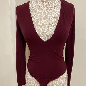Express Long Sleeve Deep V Leotard
